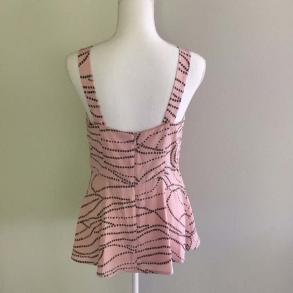 CAbi Pink Sleeveless Wrap V-Neck Tank with Curved Dot Print - Picture 3 of 4
